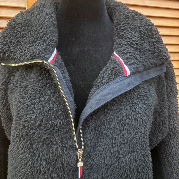 Tommy Hilfiger Fake Fur Half Zip Pullover - Black - Large - NWOT - Picture 3 of 11